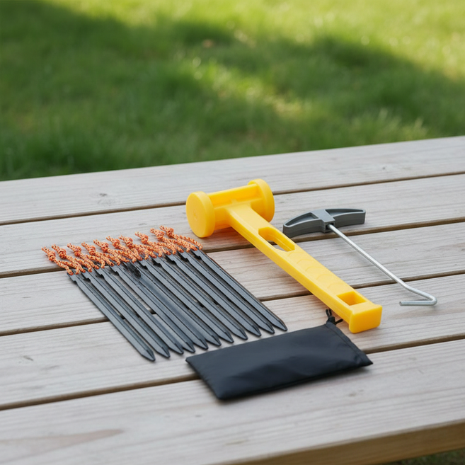 캠핑 텐트 고정 단조팩 10개 팩망치 리무버 풀세트 보관가방 포함, 단품