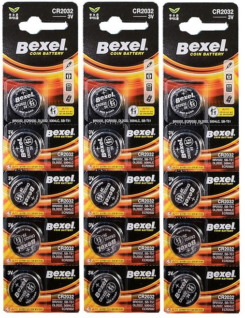 벡셀 CR2032 리튬전지 15개입 (5개입X3개) 3V 코인전지, 5개입, 3개