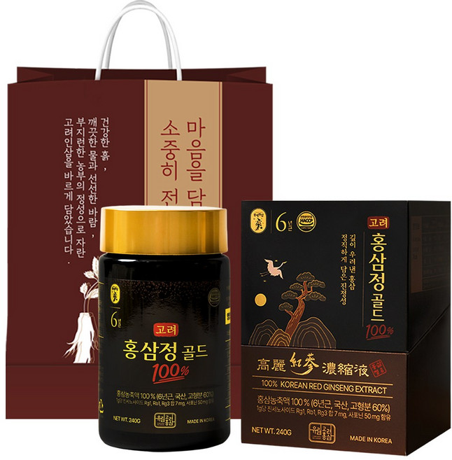 [국내산] 유림 고려 홍삼정 골드 6년근 100% 홍삼농축액 240g 선물세트 (+쇼핑백증정), 1개