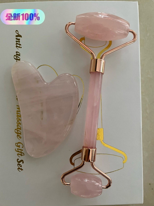 粉晶玉石滾輪刮痧板, 1個, 如圖所示