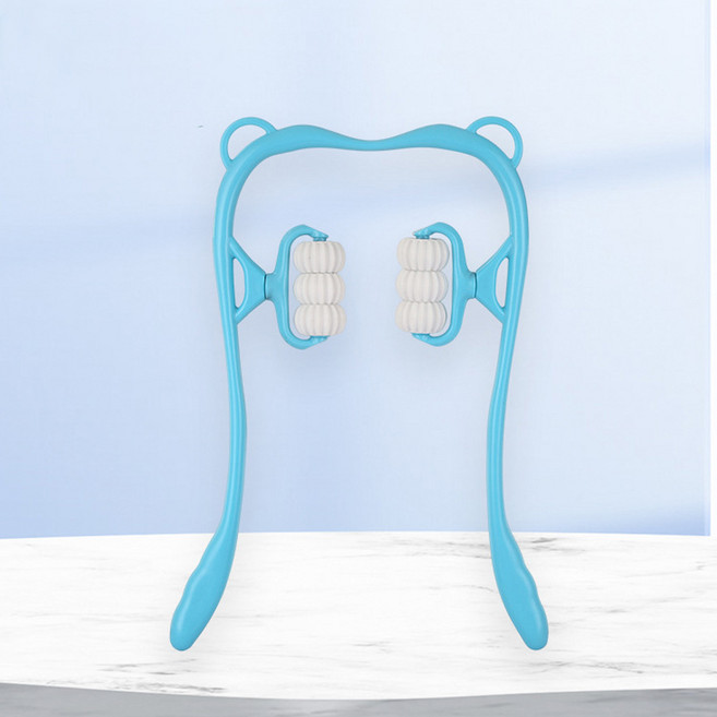 배로나 목어깨마사지 휴대용롤러 더블롤링 지압기, 배로나블루, 1개