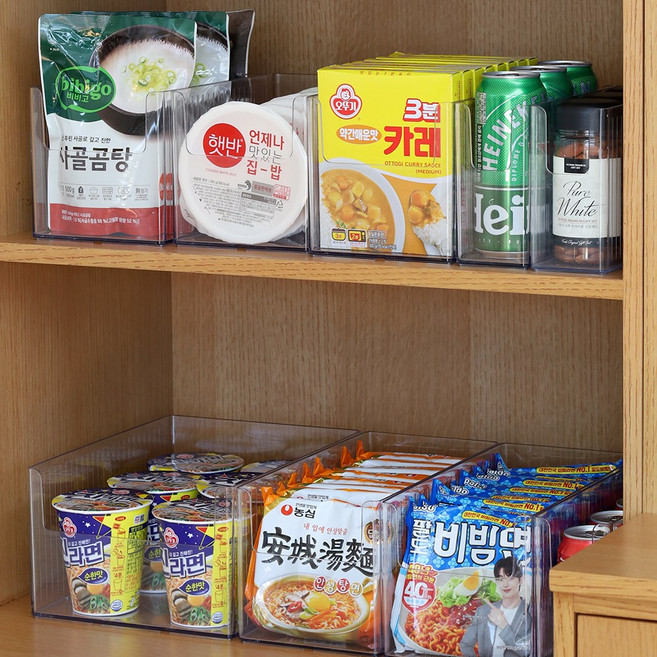 데일리블룸 주방 펜트리 수납 리빙박스 정리함 투명, 1호 와이드, 1개