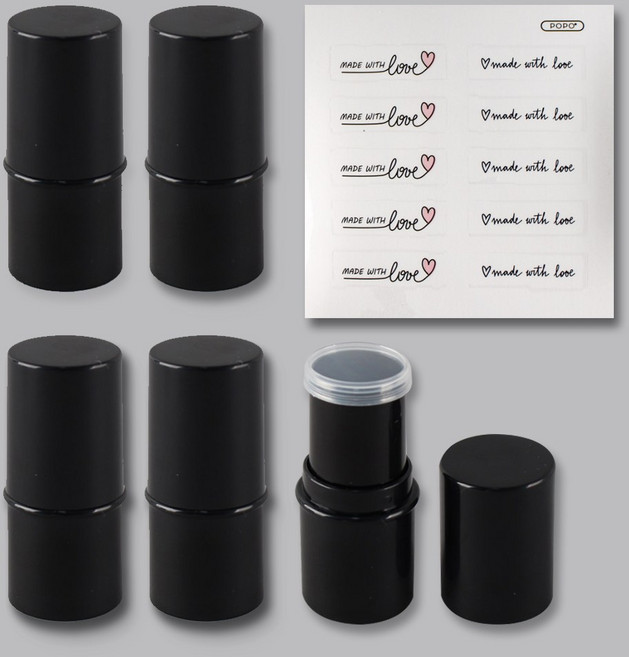 포포라운지 립밤용기 선스틱 케이스 로션바 공병 고체향수 만들기 재료, 1개, 블랙 5개+스티커 1장