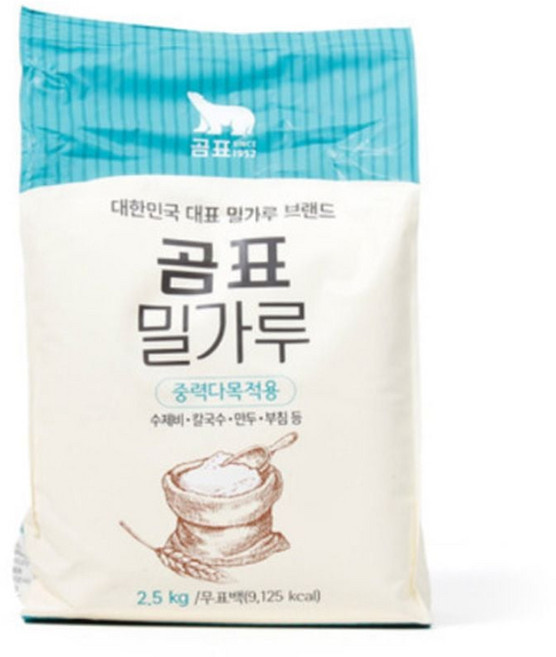 곰표중력밀가루2.5kg 밀가루 중력 곰표 칼국수 수제비 반죽재료 식자재 제빵 업소용 제과, 1개, 1ml, 1g