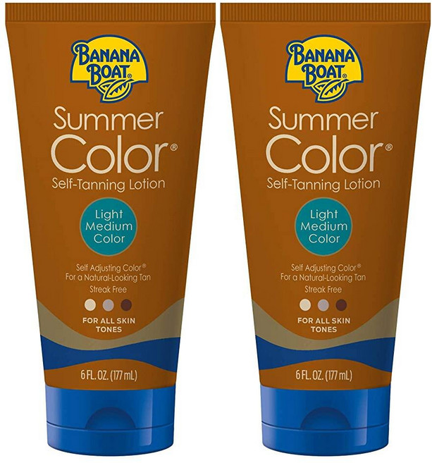 Banana Boat Summer Color 셀프 태닝 로션 | 모든 피부 톤을 위한 라이트 미디엄 컬러 셀프 태닝 로션 선리스 태닝 로션 Banana Boat 셀프 태너, 177ml