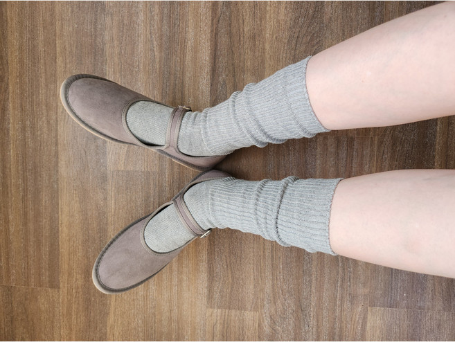 하로앤슈슈 여성 코튼 면 무지 골지 롱 도톰한 주름 워머 양말