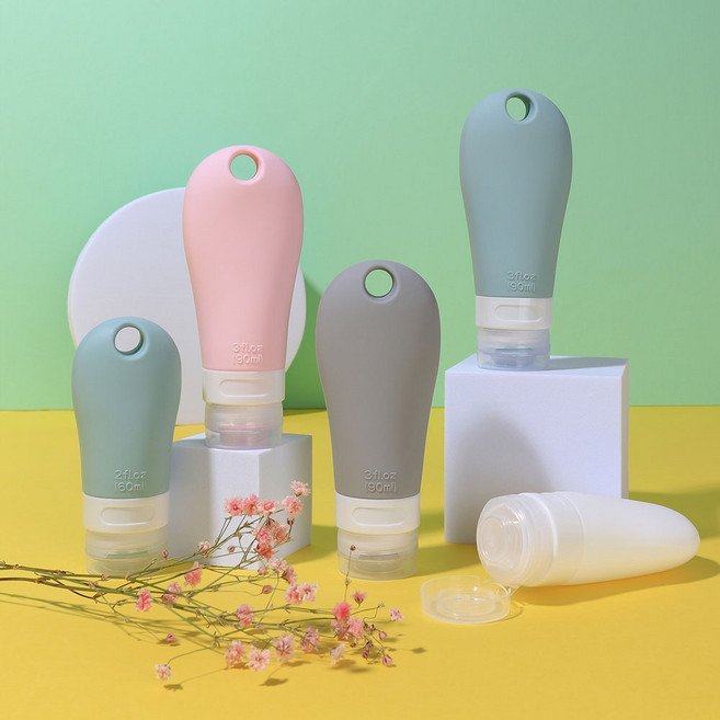 고급 여행용 수영장 삼푸 화장품 실리콘 공병 90ml, 4개, 1세트