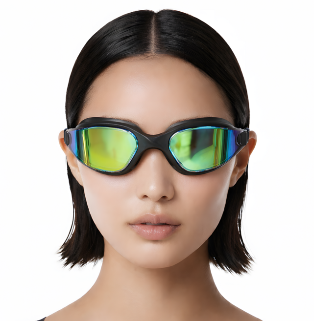 탁 트인 시야 자국없는 물안경 클리어뷰 프리즘 수경, 1개, 프리즘 레인보우