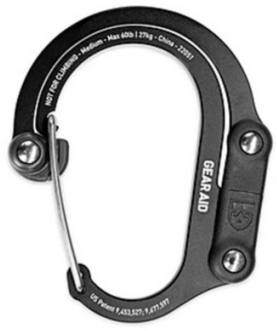 GEARAID 히어로클립 미니/스몰 블랙앤블루 기어클립 카라비너 다용도클립, 01:히어로클립미디움-스텔스블랙, 1개