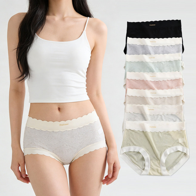 Belua 여성 심리스 팬티 노라인 7종 세트 중허리 삼각팬티 여름 얇은 통기성데일리 속옷