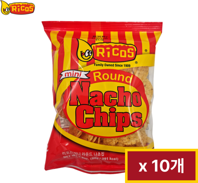 리코스 라운드 나쵸 칩, 80g, 10개