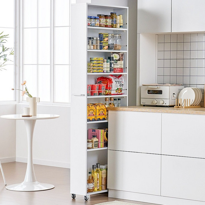 냉장고 옆 수납장 슬라이딩 틈새장 주방 키큰장 200 2색 보관이편리한 실용적인수납, 그레이