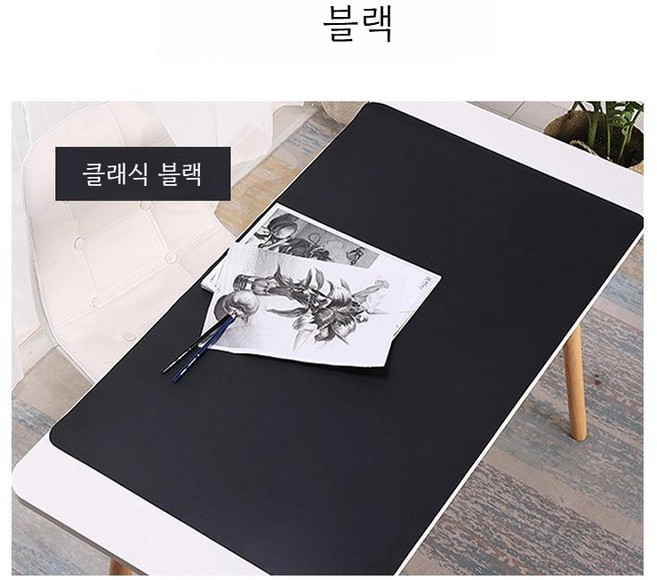 탑초이스 화학성분 없는 가죽 데스크매트 마우스패드 논슬립 방수 대형, 블랙