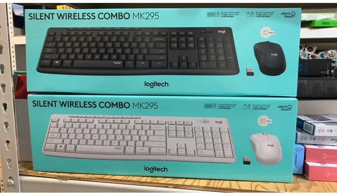 Logitech 羅技 無線鍵盤滑鼠套裝 辦公家用靜音設計 提升工作效率, 黑色, MK295, 薄膜