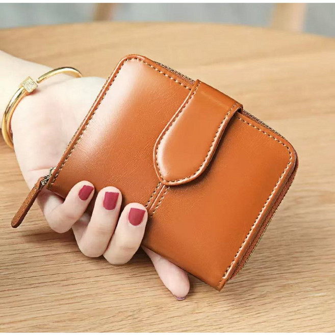 Mimi Market 여성 빈티지 가죽 반지갑 손지갑 소가죽 카드지갑