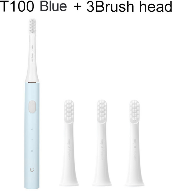 Xiaomi Mijia 초음파 전기 칫솔 무선 USB 충전 칫솔 방수 초음파 자동 칫솔, 블루 3 헤드, 1개