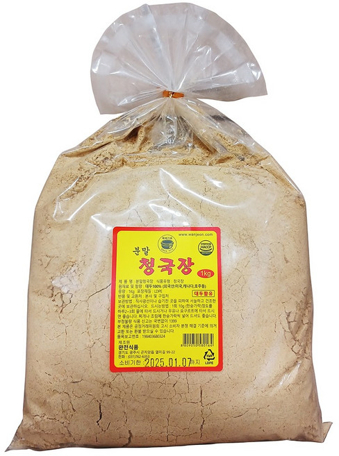 완전식품 뚝배기표 가루 분말청국장 1kg 3봉, 3개