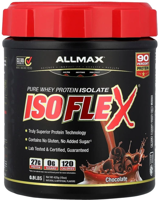 ALLMAX 올맥스 아이소플렉스 웨이 프로틴 아이솔레이트 초콜릿 425g 파우더 단백질보충제, ALLMAX 올맥스 아이소플렉스 웨이 프로틴 아이솔레이 - 쿠팡