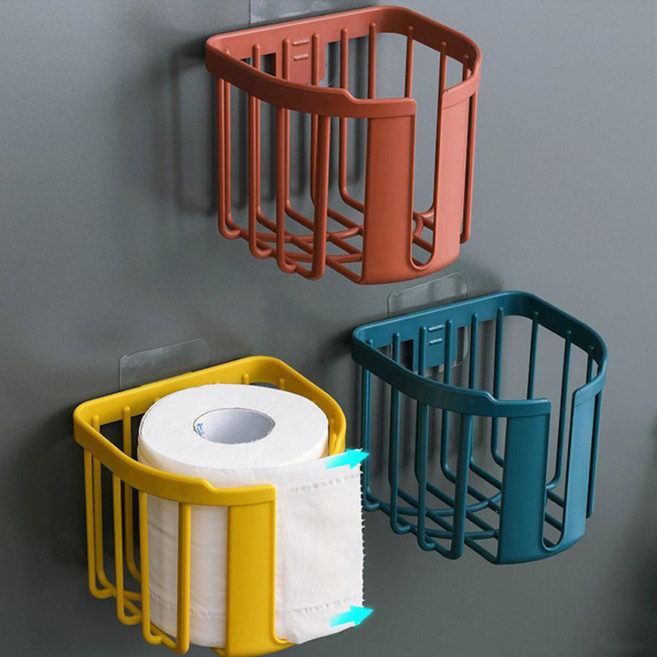 휴지홀더 욕실 화장지 랙 벽걸이 접착제 타월 티슈, 블루GD02691, 1개