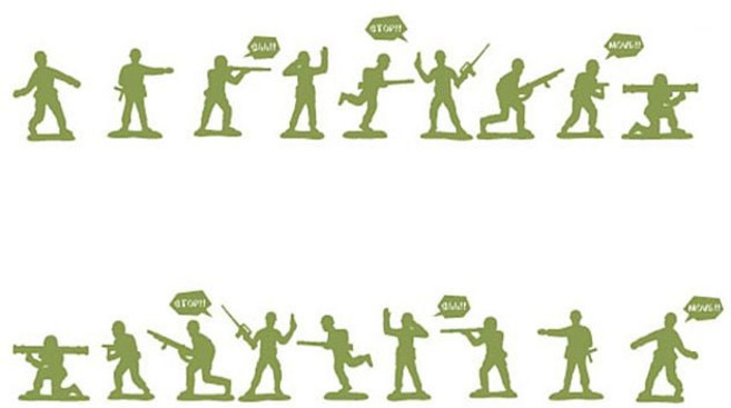 그래픽스티커 토이스토리 장난감병정(대형) WBWG080, 밝은올리브그린_좌로향해