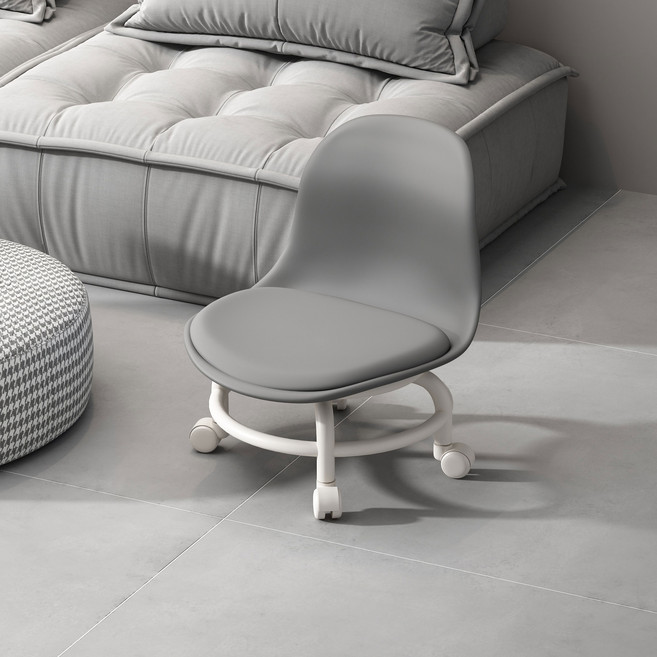 우이지아 탄소강프레임 앉은뱅이 회전 작업 요추등받이 의자, 그레이