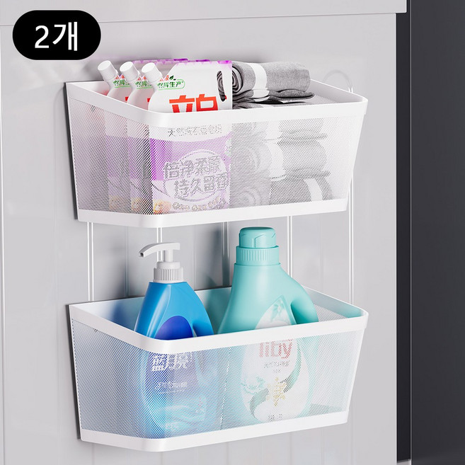 워촹스 세탁기 자석선반 다용도 자석 정리 선반 초강력 자력 강철제, 화이트, 2개