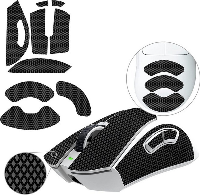 마우스 미끄럼 방지 그립 테이프 Razer DeathAdder V3 Pro 게이밍 호환 손바닥 땀 흡수 얇은 0.5mm 맞춤형 절단 간편한 부착 스킨 핑크, For DeathAdder V3 Pro, Black, Black