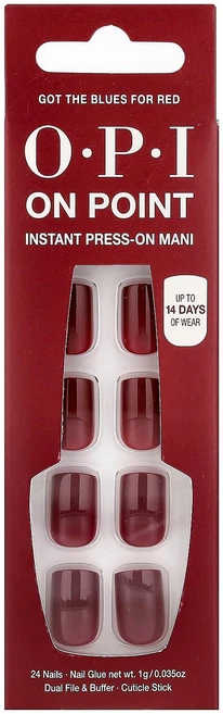 OPI 온 포인트 인스턴트 프레스온 매니큐어 숏 랭스 갓 더 블루스 포 레드 27피스 키트 OPI-10503 - 쿠팡
