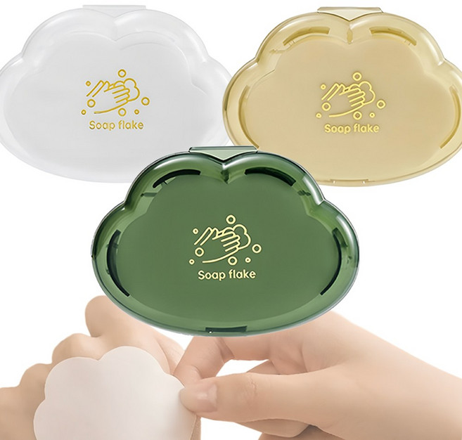 브레인버니 구름 종이비누 휴대용 일회용, 화이트+옐로+그린, 3개, 2.7g