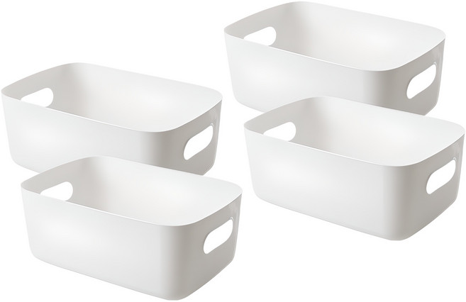 다용도 수납 바스켓 L, 화이트, 4개