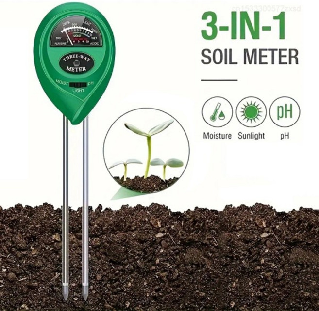 토양 PH 계량기 햇빛 테스터 정원 꽃 수분 센서 식물 산도 습도 모니터 감지기 3 in, 1개