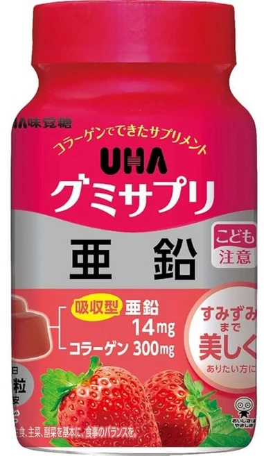 UHA 미각당 구미사프리 아연 30일분 병(60알) 1일 2알 딸기맛, 1개, 60정 - 쿠팡