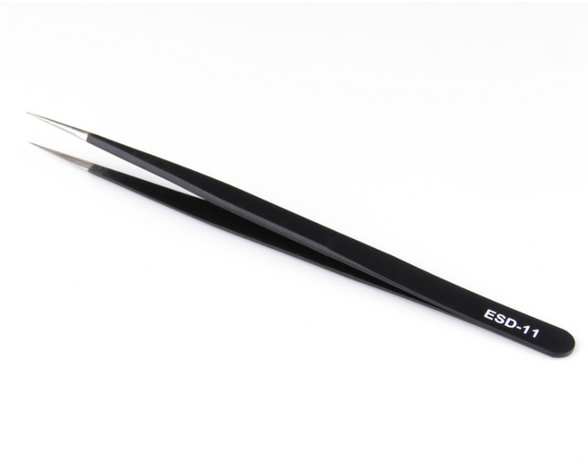 쿨템 정전기 방지 고급 정밀 핀셋 ESD-11, 1개, 블랙
