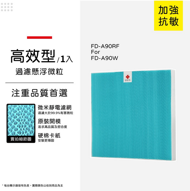 蟎著媽 適用 3M FD-A90W FDA90W FDA90RF 空氣清淨機 濾網, 1個, 集塵HAF濾網/無除臭版本/單片