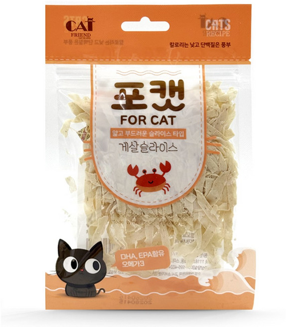 포캣 슬라이스 고양이 간식 노묘 부드러운 이빨없는 찢어먹는 포 무염 무밀가루 고단백 영양 키튼 아깽이 훈련용 칭찬용 노즈워크, 1개, 35g, 게살