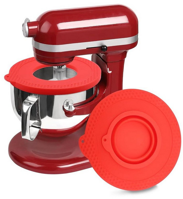 GABRELLA KitchenAid 4.5-5쿼트 틸트 헤드 스탠드 믹서 볼과 호환되는 실리콘 볼 커버 재료가 쏟아지는 것을 방지하는 믹서용 주방 보조 커버 (화이트) 316, 6-7 QT (빨간색)에 맞습니다