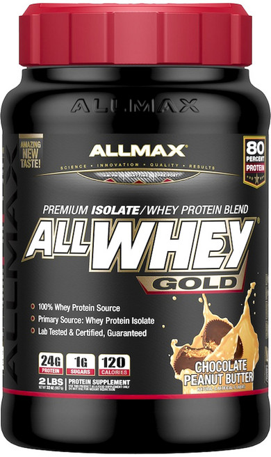 Allmax All Whey 黃金優質分離乳清蛋白混合物, 巧克力花生醬, 1個, 907g