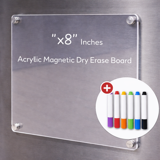 소셜띵스 냉장고에 붙이는 투명한 아크릴 냉장고 메모보드 세트, 퓨어 아크릴 투명