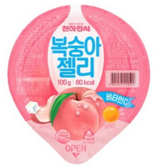 천하장사 복숭아젤리, 100g, 4개