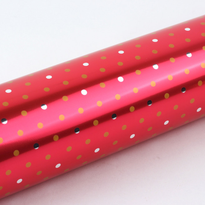 노크원 잔땡땡이 비닐 증착롤 포장지, 빨강, 3개