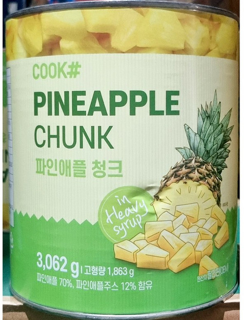 쿡샾 파인애플 청크, 1개, 3.062kg