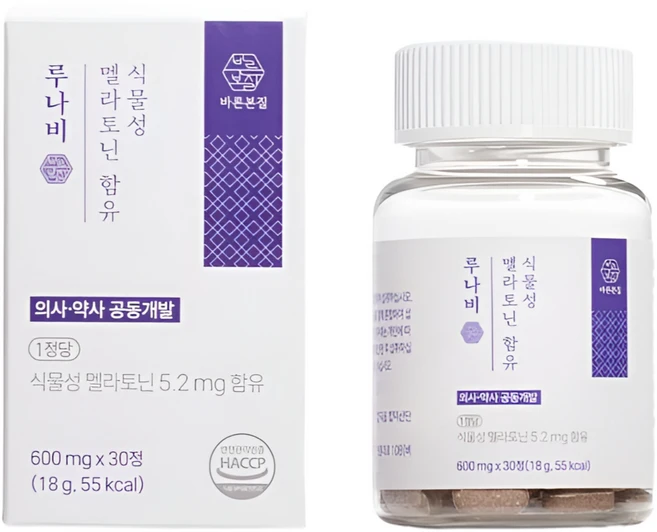 식물성 멜라토닌 5mg 고함량 미국 트립토판 식약처인증 HACCP 1일 바른본질, 1개, 30정 - 쿠팡