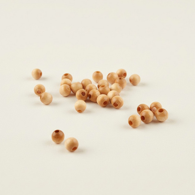 [6mm 구멍 소]국산 나무구슬 DIY 공예 재료 팔찌 키링 만들기 우드 비즈 60개입, 1세트, 나무구슬(구멍)-소6mm 나무색(60개)