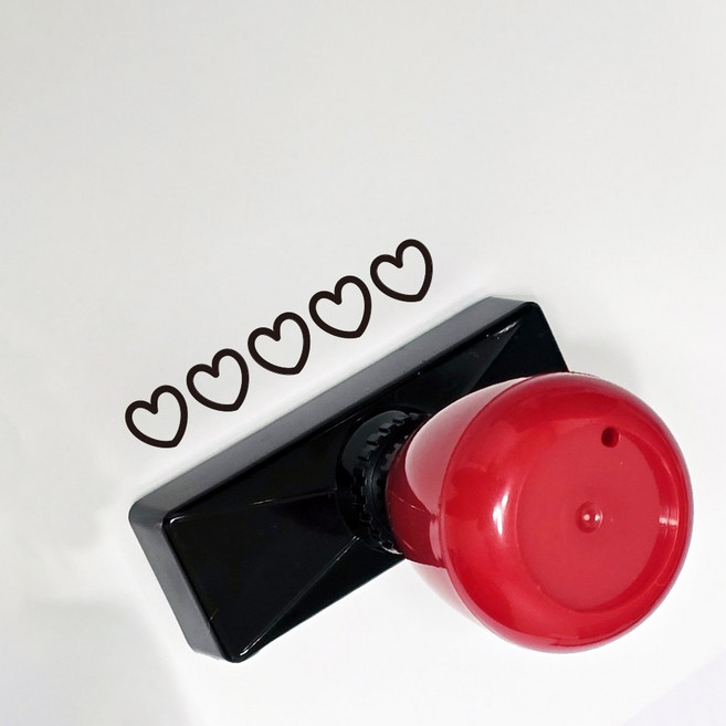 리빙드림 만년 학습 스탬프 도장 오답체크, 1개, 5칸 하트+1cm+블랙