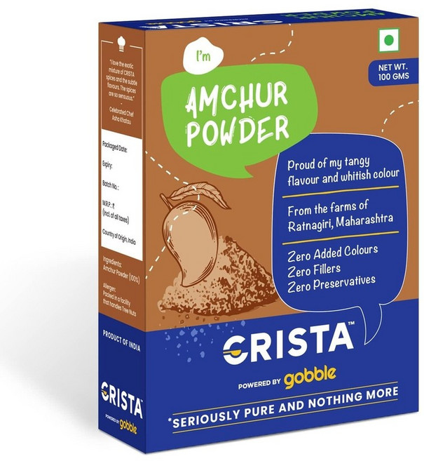CRISTA Amchur 분말 천연 망고 파우더 태양건조 색상 방부제 첨가제 No 100g, 1개