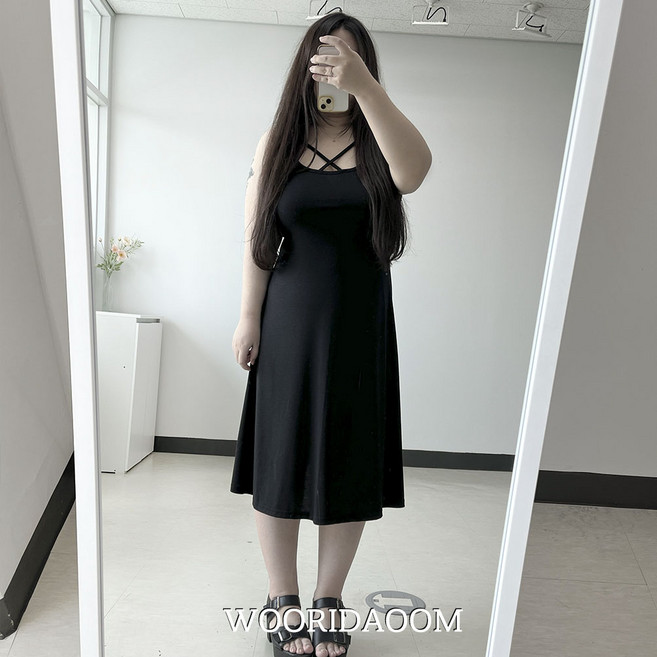 66-110 엑스 섹시폭발 빅사이즈 나시 원피스 민소매 레이어드 비치룩 바캉스 글램룩 강강추 체형커버 4XL