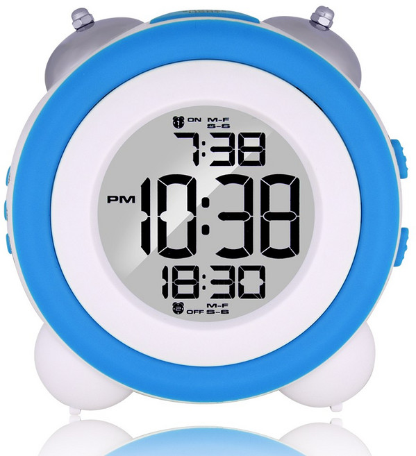 시끄러운 큰소리 알람 디지털 알람시계 자명종 탁상시계 무소음, 블루