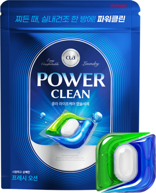 CLA 파워클린 캡슐 세탁세제 프레시오션, 40개입, 1개