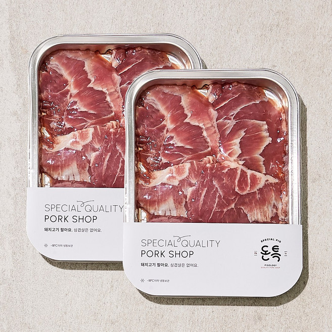 돈특 한돈 1등급 돼지고기 뒷고기 뽈살, 2개, 300g