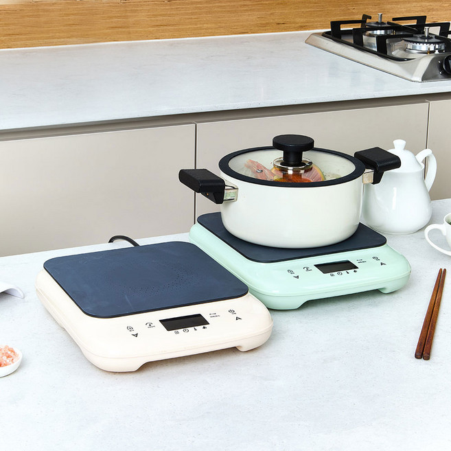 독일브랜드 1구 디지털 인덕션 전기레인지 1500W 6단온도조절 휴대용 캠핑 소형레인지, 프리스탠딩, 아이보리